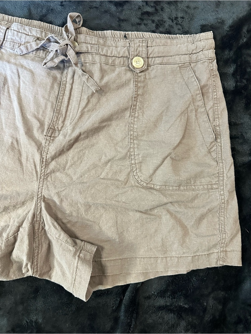 Torrid Taupe Linen Blend Drawstring Shorts Size 16 Relaxed Casual Summer - Picture 4 of 12